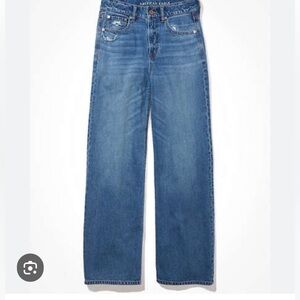 American Eagle Outfitters Women's Skater Blue Wide Leg Jeans